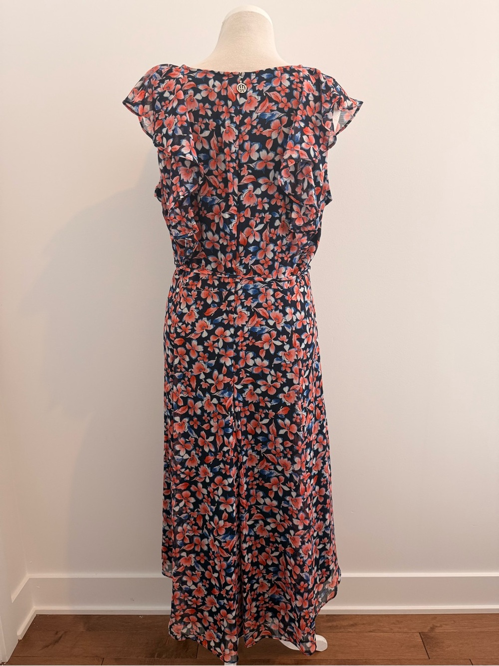 Tommy Hilfiger Navy Floral Tie-Waist Midi Dress - Picture 3 of 5